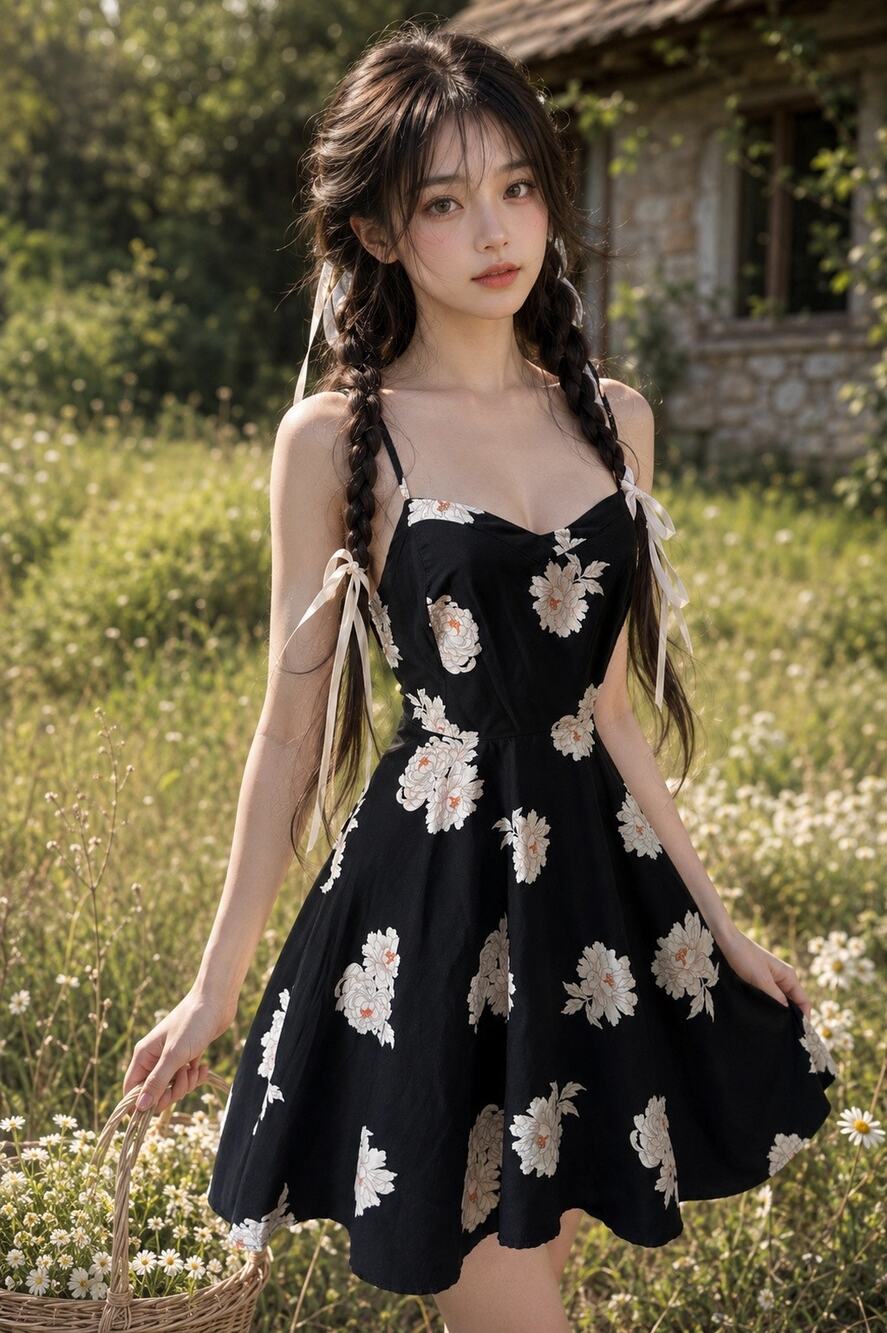 Midnight Petals in a Moonlit Garden blooming floral cottagecore romance dress